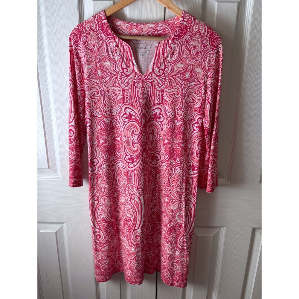 Coolibar Pink Paisley UPF 50+ Mini Tunic Dress Swim Coverup M